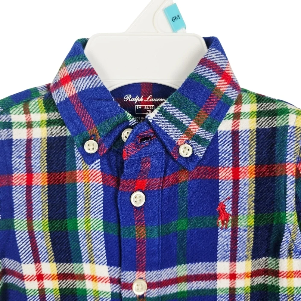 Ralph Lauren Baby/Infant Plaid Flannel One-Piece Outfit New Boy 6 Months